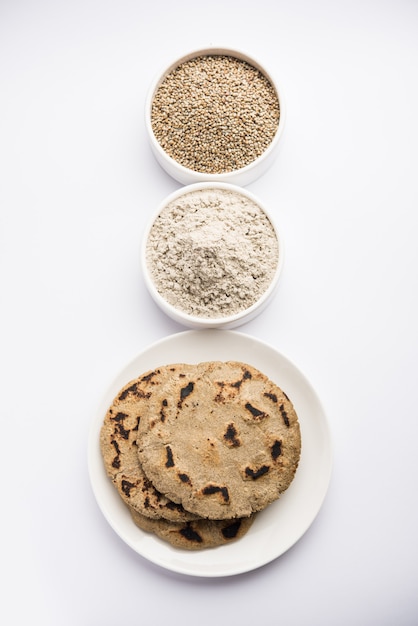 Bajra or sorghum ki roti or pearl millet flat bread