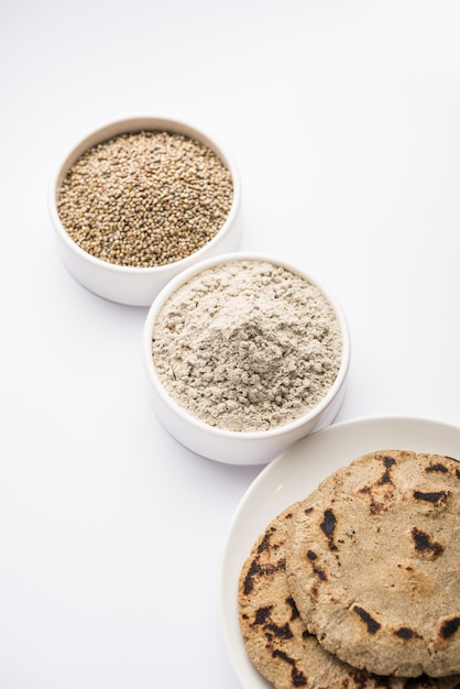 Bajra or sorghum ki roti or pearl millet flat bread