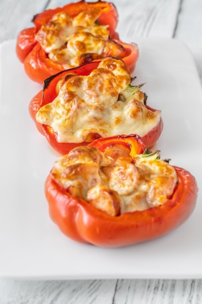 Baked bell peppers stuffed with sausage