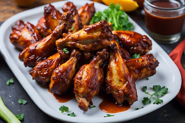 baked chicken wings in barbecue sauce