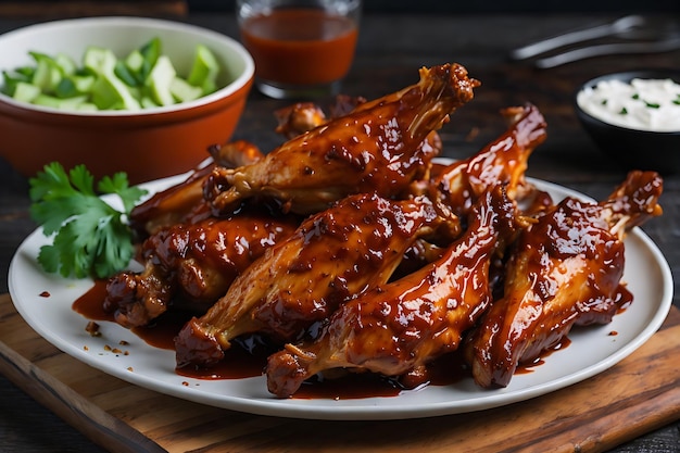 baked chicken wings in barbecue sauce