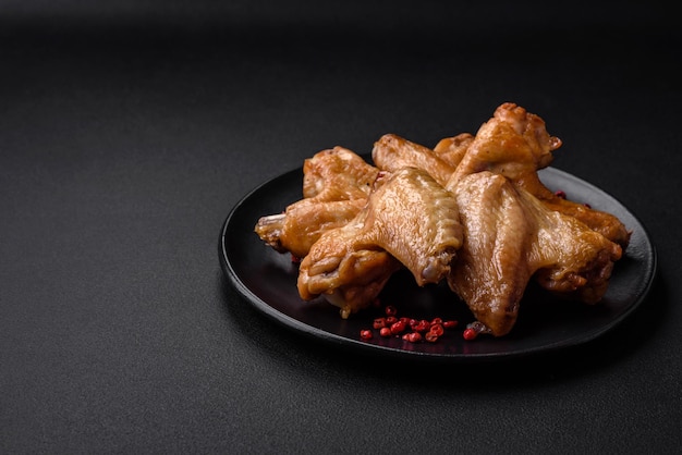 Baked chicken wings with salt spices and herbs