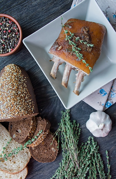 Baked pork belly with spices