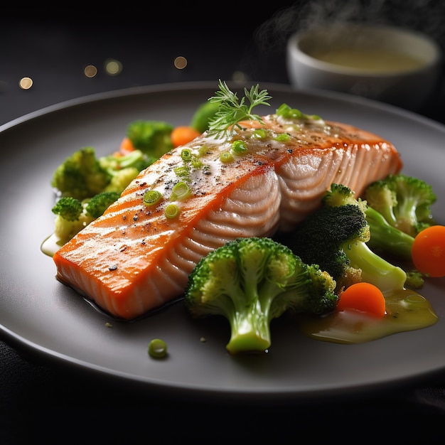 Baked salmon with vegetables