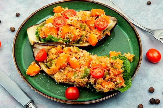 Baked stuffed eggplant aubergine