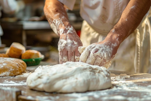 Baker Shaping Dough with Floury Hands