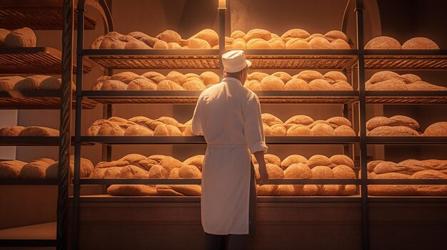 baker with bread in bakery illustration created by generative AI