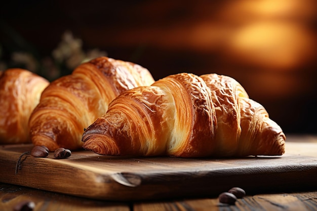 Bakery background with croissants