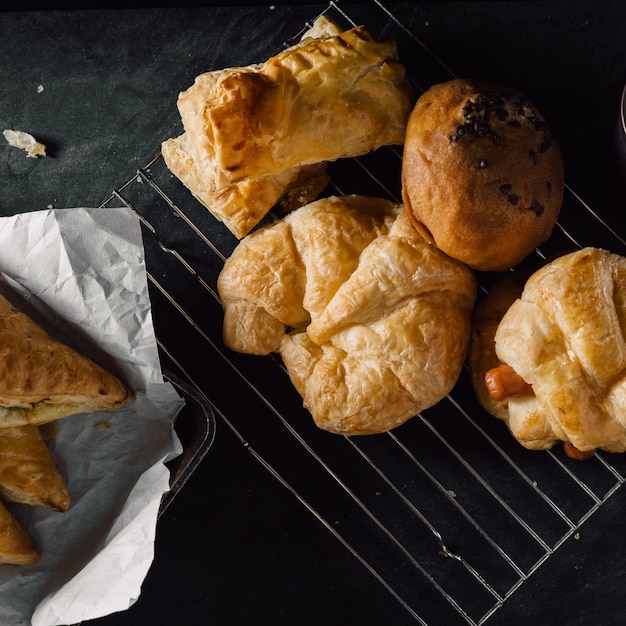 bakery on black table background