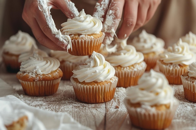 Bakery Chef Decorating Muffins