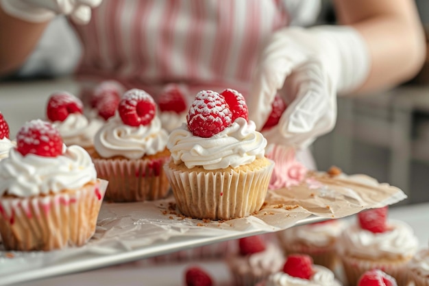 Bakery Chef Decorating Muffins