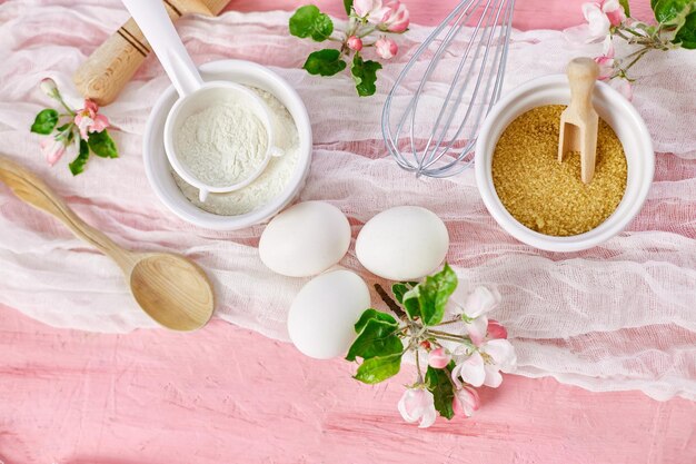 Bakery or cooking frame ingredients kitchen items for pastry