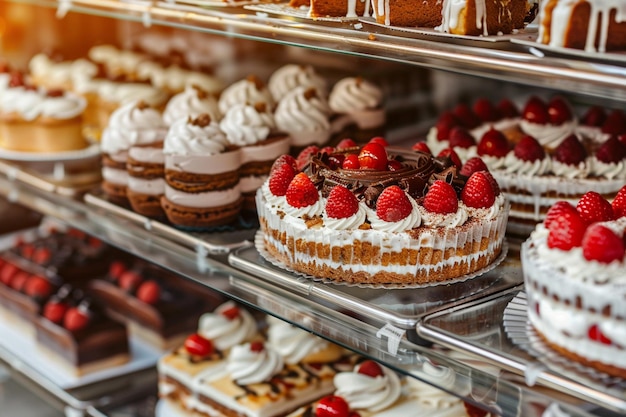 Bakery Display with Delicious Desserts