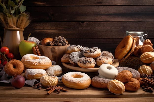 Bakery Donut on Wooden Room