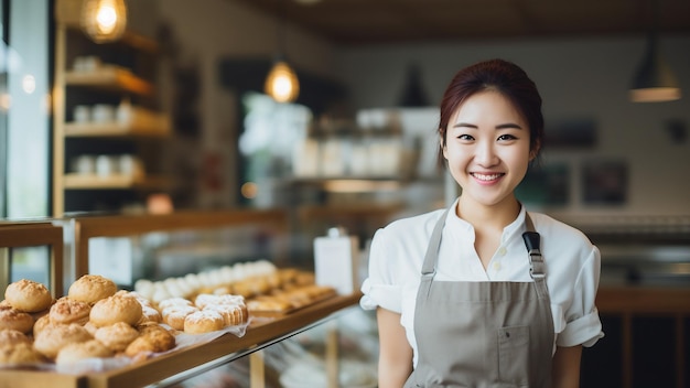 A bakery employee in a bakery