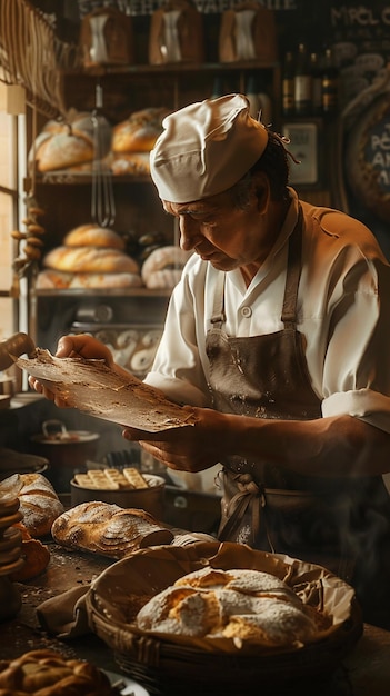 Bakery Owner Meticulously Inspecting Quality