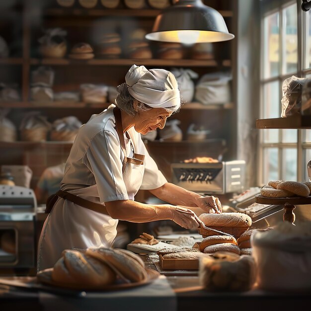 Bakery Owner Meticulously Inspecting Quality