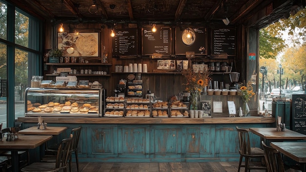 Photo bakery shop and modern caffee design ai generated