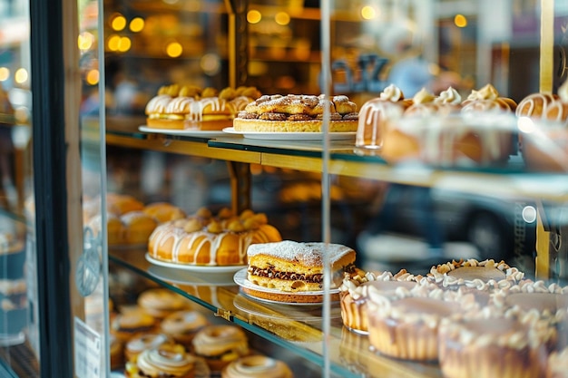 Bakery Shop Window with Cakes