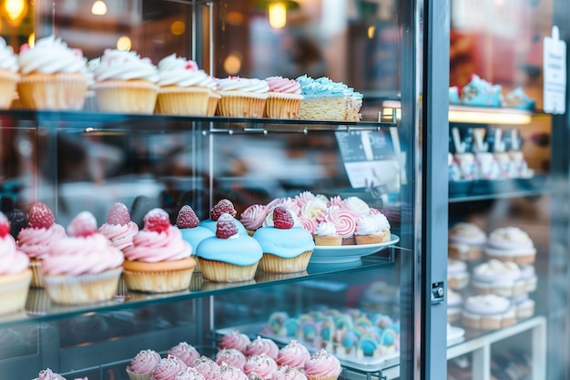 Bakery Shop Window with Cakes