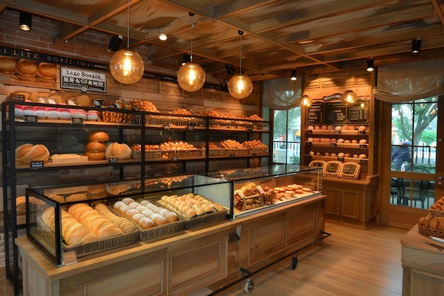 Bakery Shop with Cozy Rustic Bread Display