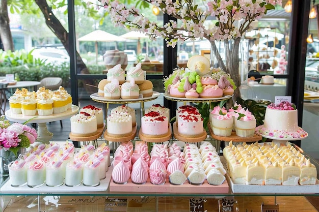 Bakery Shop with Elegant Dessert Display