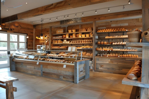 Bakery Shop with Rustic Bread Display