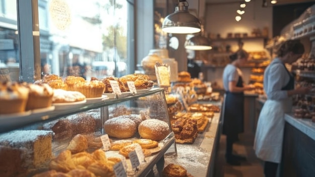 Bakery Showcase with Freshly Baked Pastries