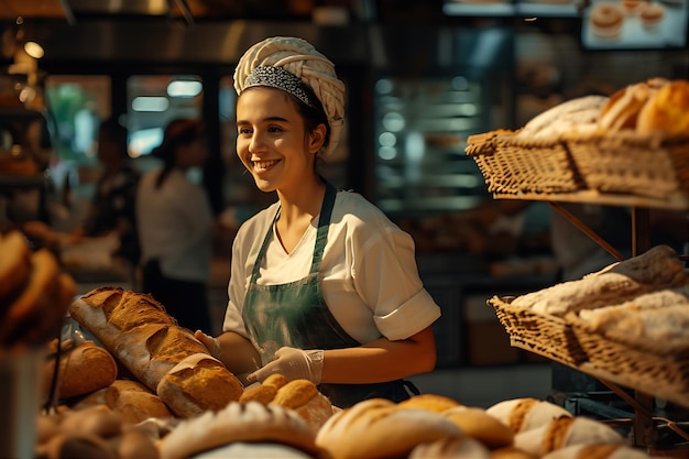 Bakery Style Art of Customer Buying Bread