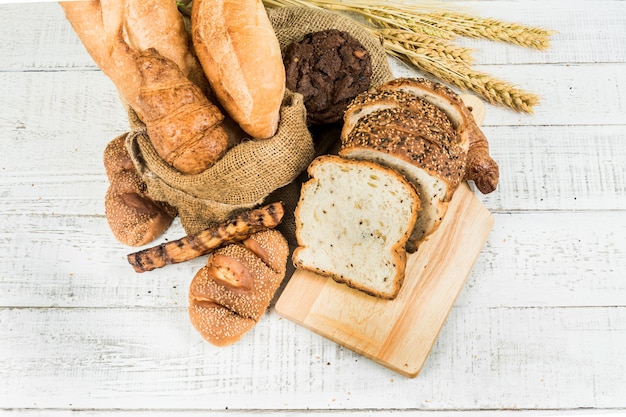 bakery on wood white background