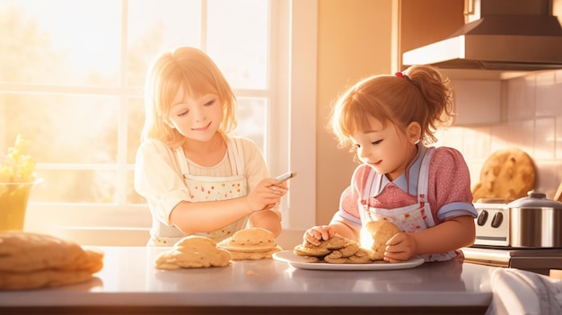 Baking Cookies with Love in a Sunlit Kitchen