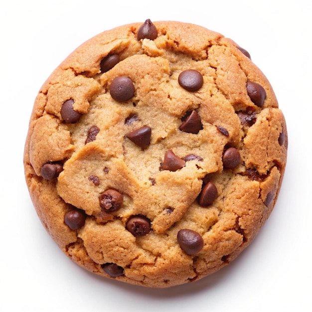 Baking delicious chocolate chip cookies isolated on a white background