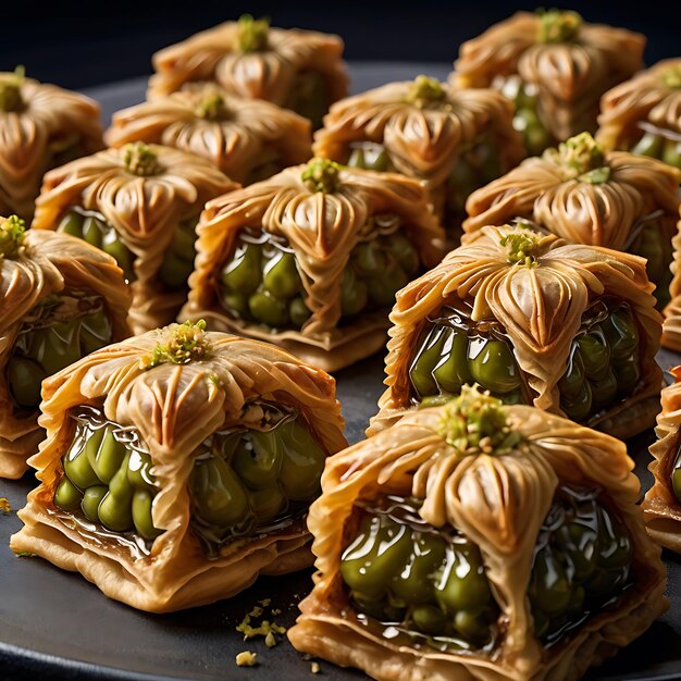 Photo baklava dessert with pistachio delicious cuisine