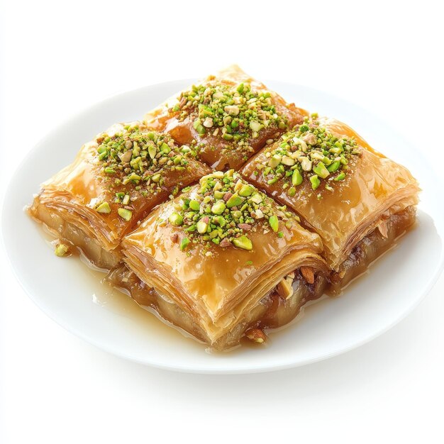 Baklava isolated on white background Baklava with meat and cheese