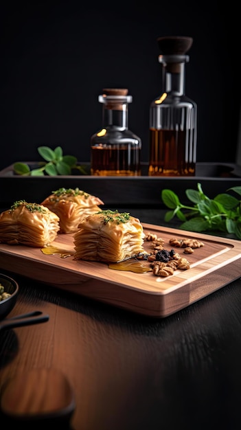 Baklava layered pastry dessert made of filo pastry filled with chopped nuts