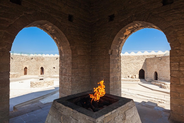 The Baku Ateshgah or Fire Temple of Baku is a temple in Surakhani near Baku, Azerbaijan. Based on Persian and Indian inscriptions, temple was used as a Hindu and Zoroastrian place of worship.