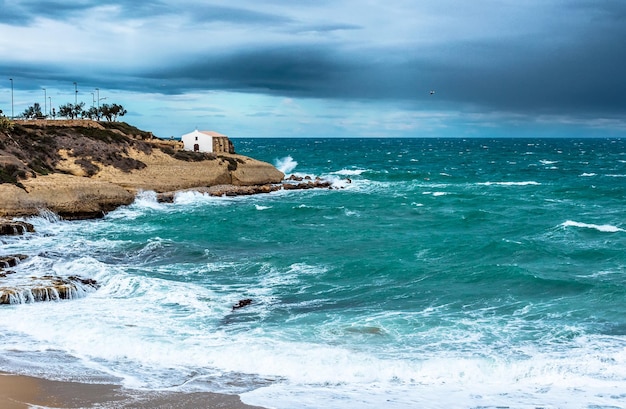 Balai beach in winter with raugh sea