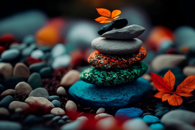 Balance of zen stones concepts with harmony and positive thinking Generative AI