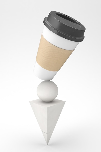 Balanced Coffee Cup Left Side In White Background