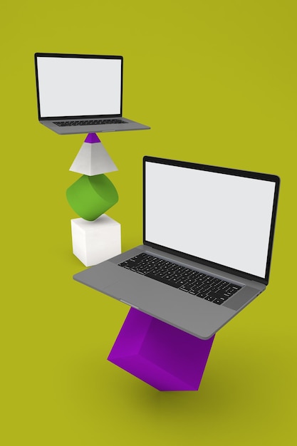 Balanced Laptops Right Side In Yellow Background