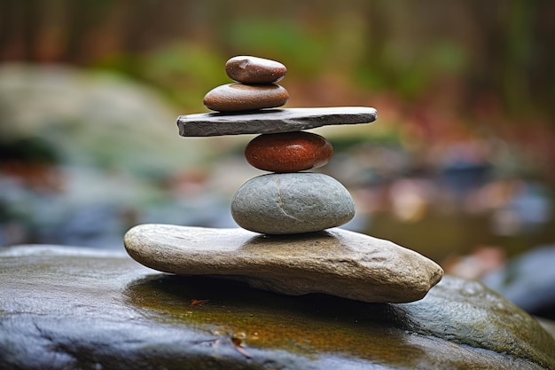 Balanced rock sculpture made from natural stones Generative AI