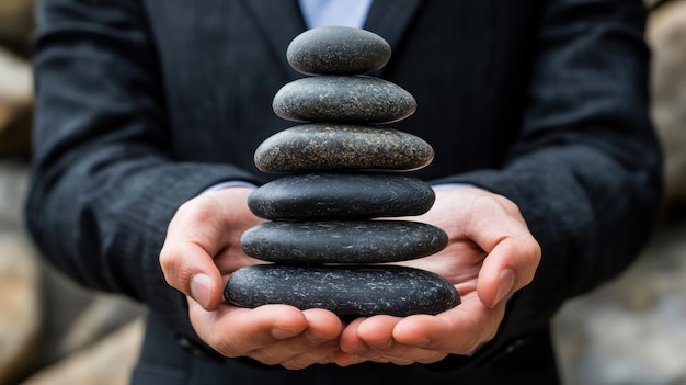 Photo balanced stones in hand