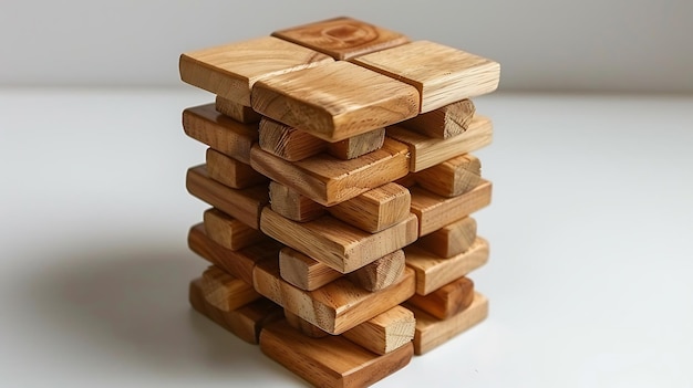 Photo balanced wood blocks stacking game tower precision and fun challenge