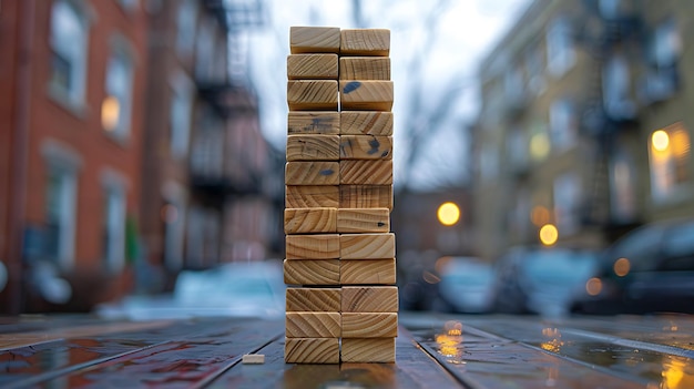 Photo balanced wood blocks stacking game tower precision and fun challenge