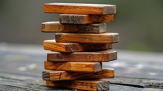 Photo balanced wood blocks stacking game tower precision and fun challenge