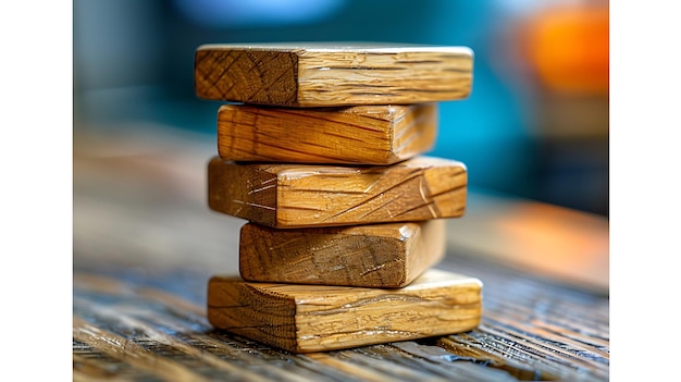 Photo balanced wood blocks stacking game tower precision and fun challenge