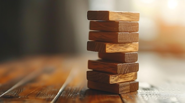 Balanced Wood Blocks Stacking Game Tower Precision and Fun Challenge