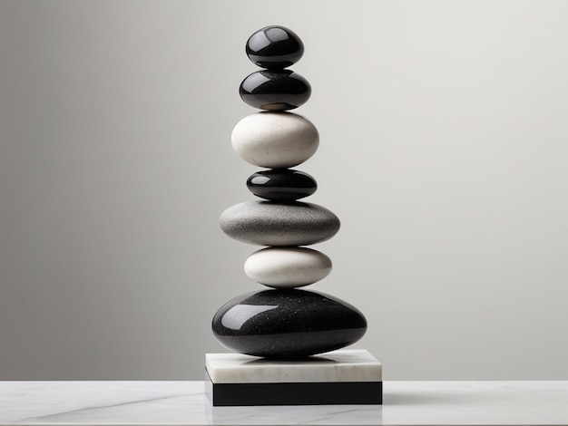 Photo balancing art a minimalist sculpture in stone