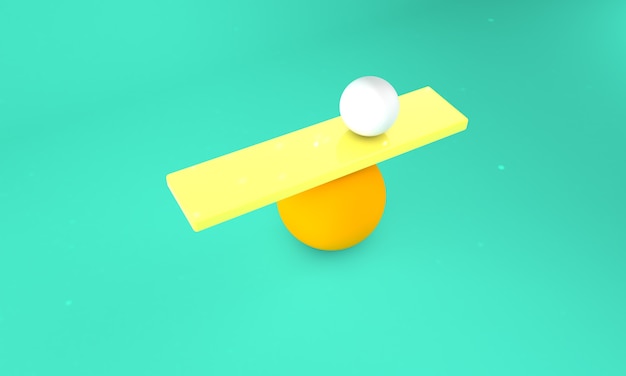 Balancing balls in orange background. 3d illustration