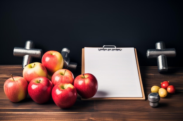 Balancing Health and Productivity Apples Dumbbells and Checklists